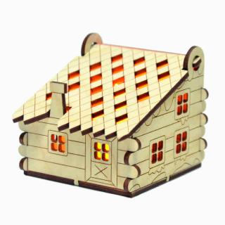 Drewniany domek na świeczkę LED N5 - Z | Bazarek-Deco