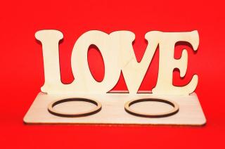 Drewniany świecznik na Walentynki "LOVE"  | Bazarek-Deco