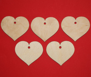 Komplet 5 drewnianych serc N4 | Bazarek-Deco