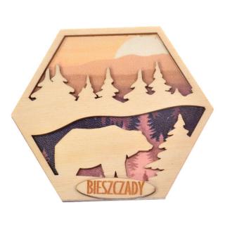 Magnes Heksagon N8 Niedźwiedź i las | Bazarek-Deco