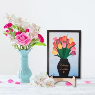 Prezent dla Babci i Dziadka- laurka z tulipanami | Bazarek-Deco
