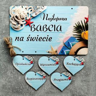 Tabliczka z sercami i dedykacją dla babci N3 | Bazarek-Deco