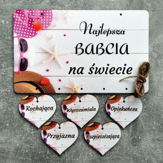 Tabliczka z sercami i dedykacją dla babci N4 | Bazarek-Deco