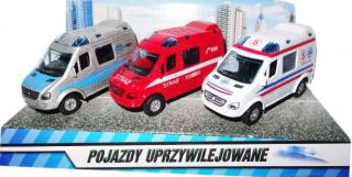 Samochody metalowe policja straż ambulans dla chłopców 3363