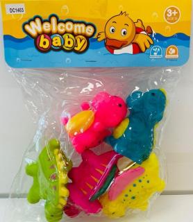 Zabawki do kąpieli piszczki pięć kolorowych dinozaurów 5295
