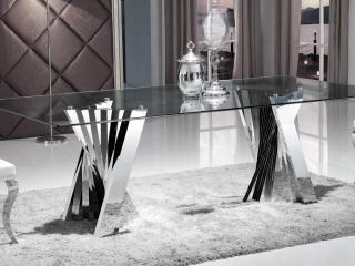 Duży , nowoczesny  stół szklany , srebrna podstawa 240 x 120 Cascado