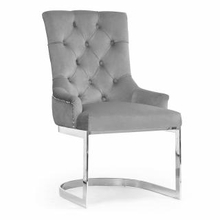 Ekskluzywne srebrne  krzesło Glamour Maron   / wybór tkanin