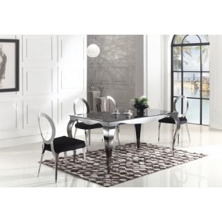 Elegancki stół czarny srebrny  Glamur Geneva 150 x 90