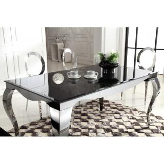 Elegancki stół czarny srebrny  Glamur Geneva 180 x 100