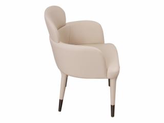 Eleganckie beżowe krzesło Glamour Donna z miedzianymi końcówkami