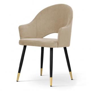 Eleganckie krzesło Glamour na czarnych nogach ze złotą końcówką GOA  / WZORNIK TKANIN