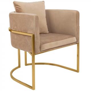 Fotel na złotych nogach khaki / Chloe Glamur