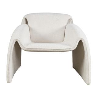 Fotel nowoczesny w stylu Japandi tkanina boucle złamana biel  Faundi
