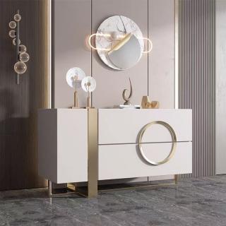 Komoda do salonu Glamour biała ze złotem Elegance 150 x 85 x 40 cm