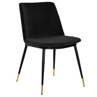 Krzesło DIEGO  czarny aksamit , nogi złoto czarne