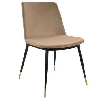 Krzesło DIEGO  khaki - beż aksamit , nogi złoto czarne
