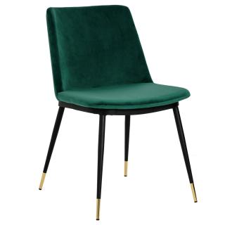 Krzesło DIEGO  zielony aksamit , nogi złoto czarne