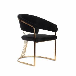 Krzesło Glamour złote czarne  welur z prążkowanym tyłem Miraclle IV