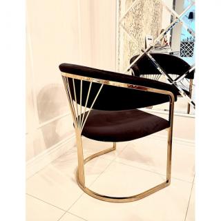 Krzesło Glamour złote czarny welur z prążkowanym tyłem Miraclle II