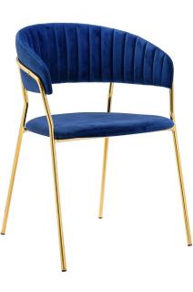 Krzesło MARGO ciemny niebieski welur/ złota
