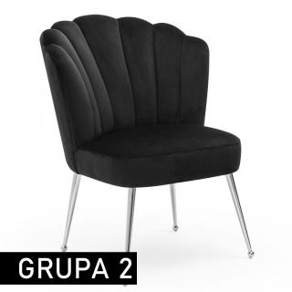 Krzesło Muszelka Glamur srebrne nogi  / gr. II
