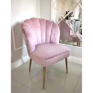 Krzesło Muszelka Glamur złote nogi różowe Rossa