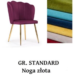 Krzesło Muszelka Hilton złote nogi / Gr. standard