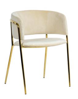 Krzesło na złotych nogach beżowy aksamit Delta