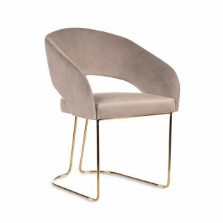 Krzesło na złotych nogach glamour , beżowy velvet Magnolia