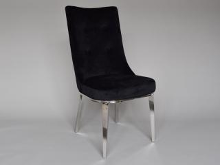 Krzesło nowoczesne Glamour srebrne , czarny welur Denver