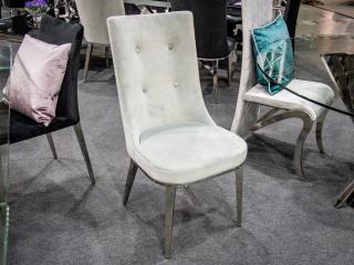 Krzesło nowoczesne Glamour srebrne , szary welur Denver