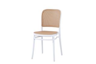Krzesło plastikowe z polipropylenu z plecionką Wicky białe