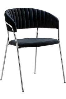 Krzesło srebrne nogi / czarny aksamit MARGO