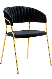 Krzesło złote nogi / czarny aksamit MARGO