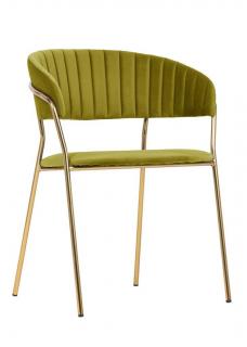 Krzesło złote nogi / jasno zielone aksamit MARGO