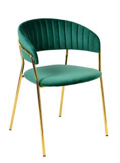 Krzesło złote nogi / zielony aksamit MARGO