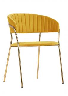 Krzesło złote nogi / żółty aksamit MARGO