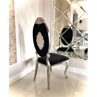Luksusowe srebrne krzesło Glamour do jadalnii Ornamentt