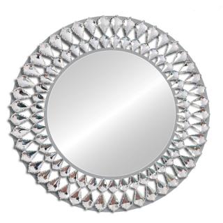 Lustro  okrągłe z kryształkami srebrna ramka Glamour Marsylia 80 cm