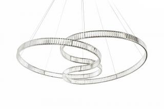 Nowoczesna lampa sufitowa z kryształami srebrna Glamour Wave 160 cm.