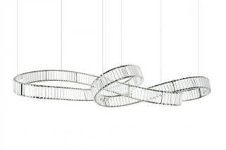 Nowoczesna lampa sufitowa z kryształami srebrna Glamour Wave 160 long