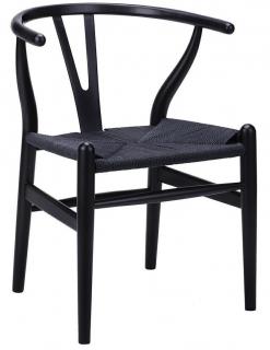 Nowoczesne drewniane czarne krzesło z plecionką WISHBONE