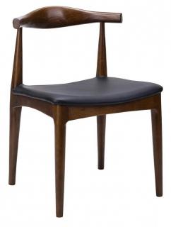 Nowoczesne drewniane krzesło ELBOW ciemnobrązowe  - drewno jesion, ekoskóra