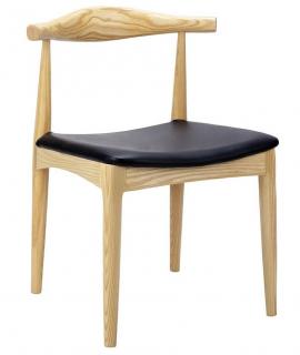 Nowoczesne drewniane krzesło ELBOW natural - drewno jesion, ekoskóra