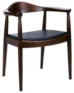 Nowoczesne drewniane krzesło KENNEDY brąz - drewno jesion, ekoskóra