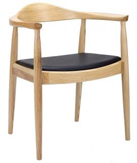 Nowoczesne drewniane krzesło KENNEDY naturalne - drewno jesion, ekoskóra