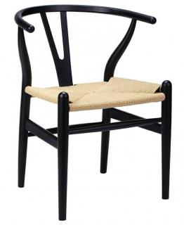 Nowoczesne drewniane krzesło z plecionką WISHBONE/ czarne