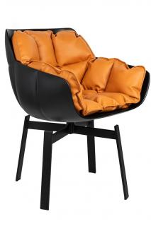 Nowoczesne krzesło obrotowe czarne/ koniak  SHIBA