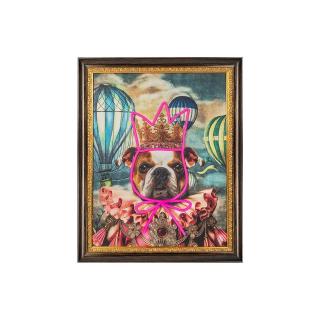 Nowoczesny obraz do salonu z podświetleniem NEON BULLDOG BALOON 80x100 cm