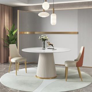 Nowoczesny , okrągły stół do jadalni Glamour , nogi efekt lamele z ekoskóry M96 FI 120 cm / -8% z kodem WIOSNA25